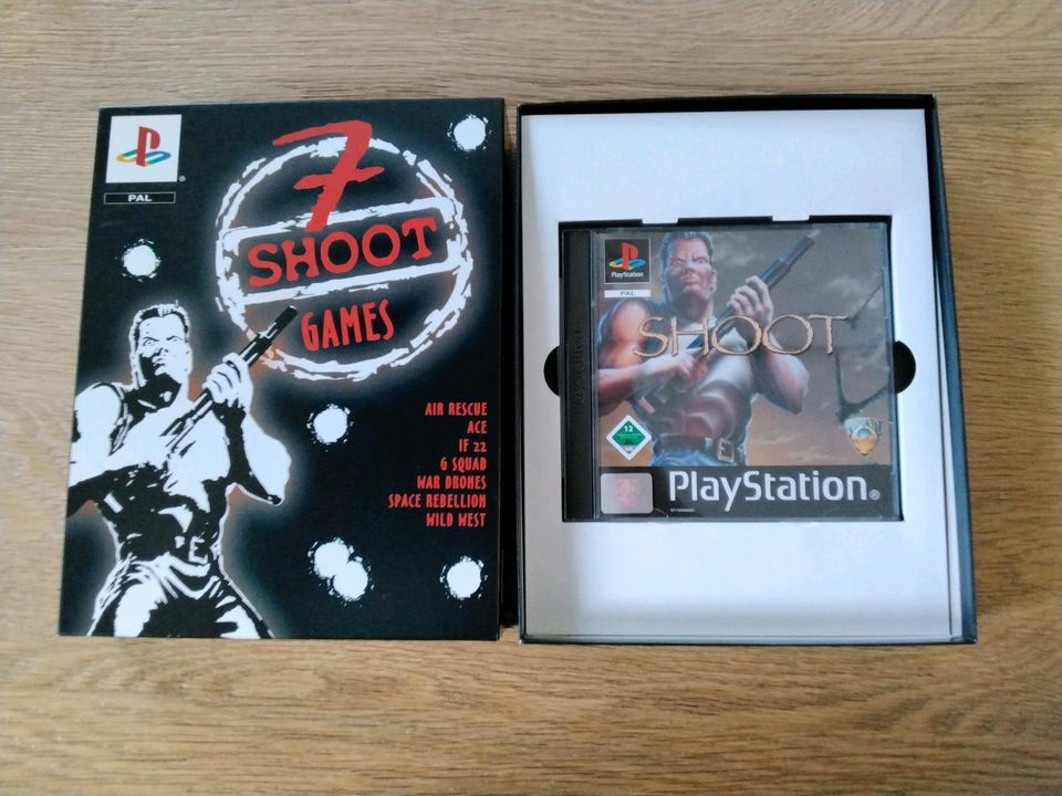 7 SHOOT Games für PlayStation, Big Box, PAL, OVP, Sony PS1, PSX in Wesel