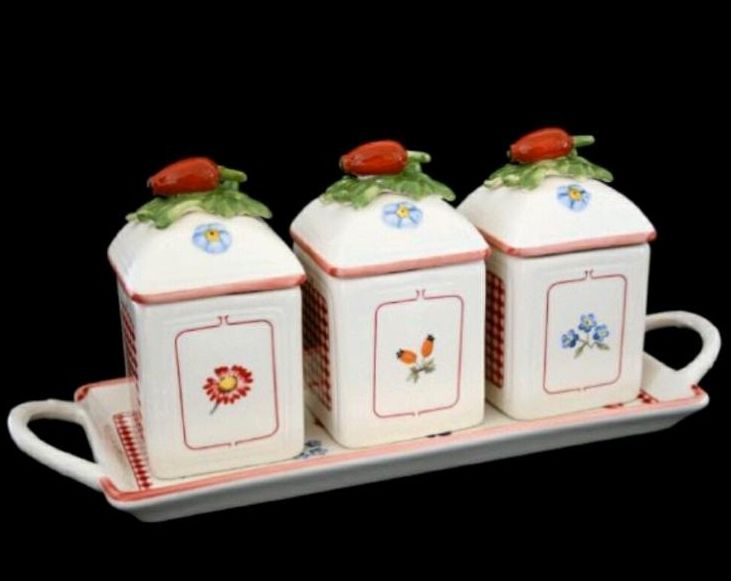 Petite Fleur Charm Marmeladendosen Set auf Tablett Villeroy Boch in Buxtehude