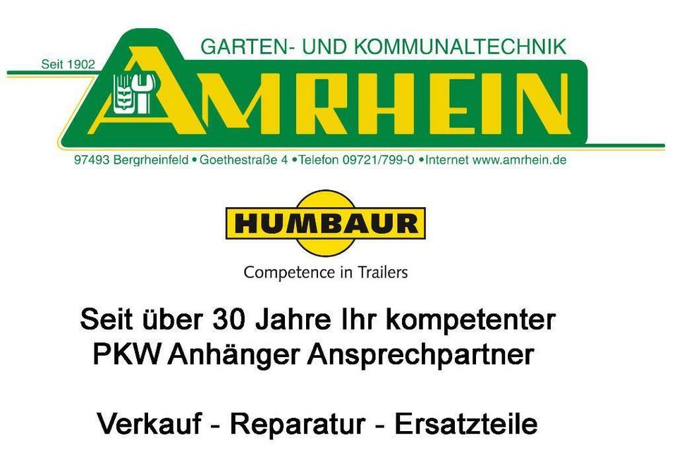 Humbaur HT 202616 2000 kg gebremst, Tandem Hochlader PKW Anhänger in Bergrheinfeld