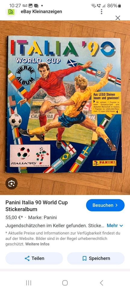 Panini fussball euro 1988 / 1989 / 1990 in München