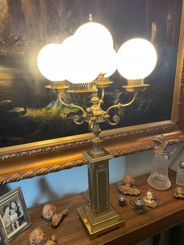 Antik Hollywood Regency Messing Tischlampe Mid-Century Stehlampe in Hagen
