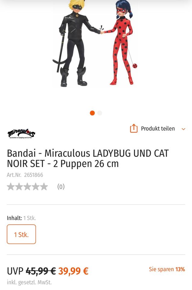 Miraculous Ladybug und Cat Noir Set Puppen in Köln