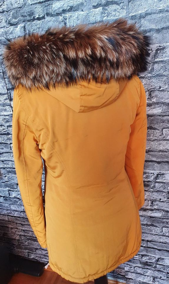 Jacke Attentif Parka Echtfell Pelz Mantel ocker gelb 34 36 Fuchs in Hof (Saale)