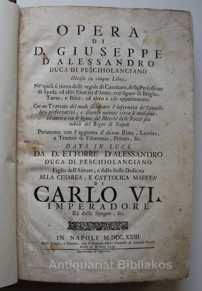 Giuseppe d’Alessandro OPERA Divisa in cinque Libri (Neapel 1723) in Kiel