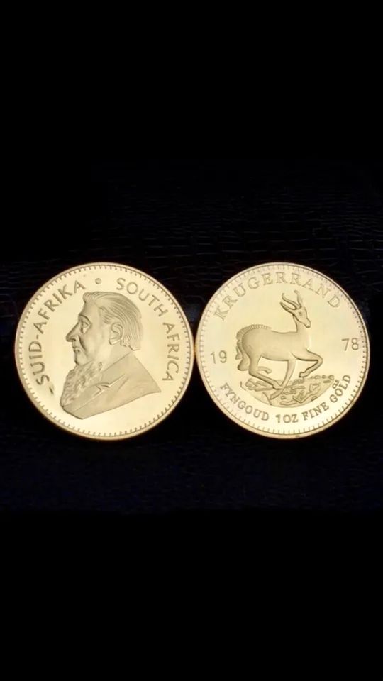 Krugerrand (Springbock) Münze aus Südafrika 1 Unze vergoldet in Kiel