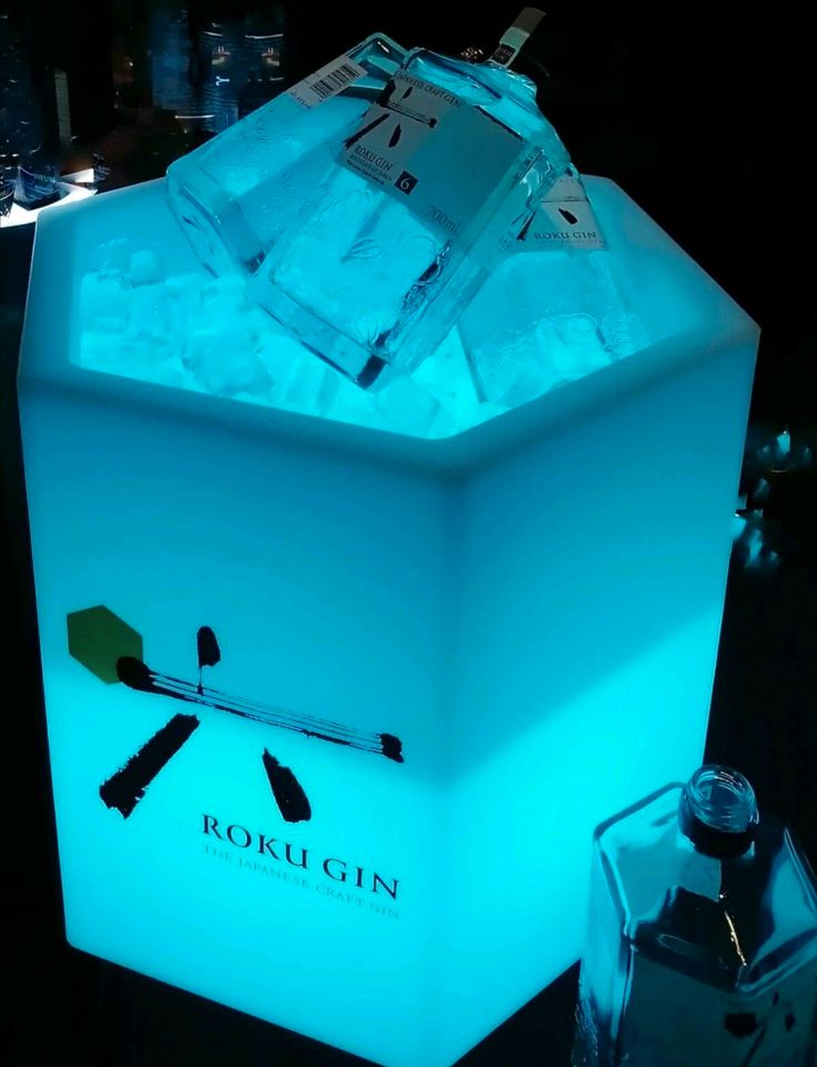 Flaschenkühler Eisbox LED Beleuchtung Roku Gin in Dresden