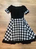 Kleid Rockabilly EMP Größe M schulterfrei schwarz weiß Karomuster Nordrhein-Westfalen - Swisttal Vorschau