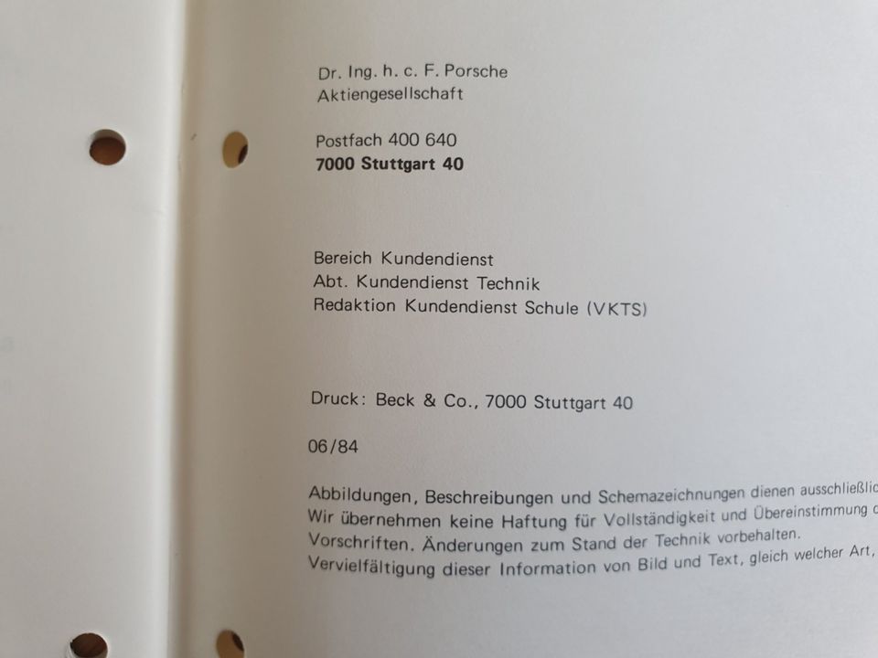 Porsche 911 Service Information Technik 1985 in München