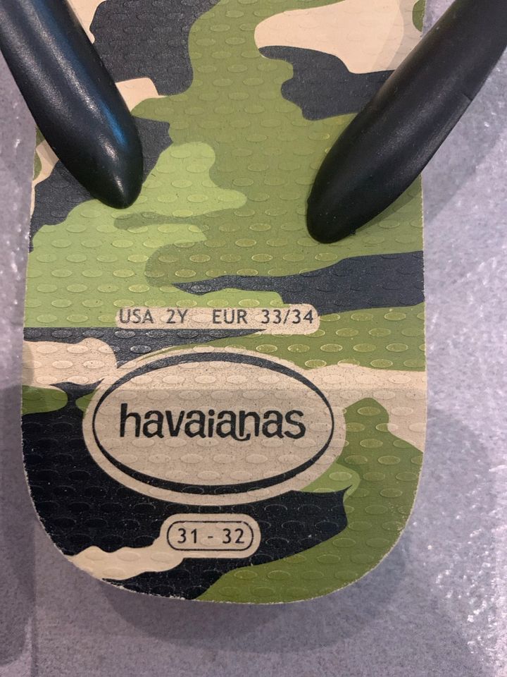 Havaianas Flip Flop Camu Camuflage beige schwarz grün EUR 33/34 in Schaafheim