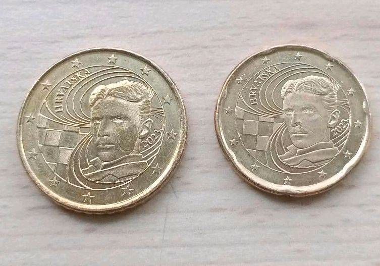 Nicola Tesla 50 Cent Münze und 20 Cent Münze in Hamburg