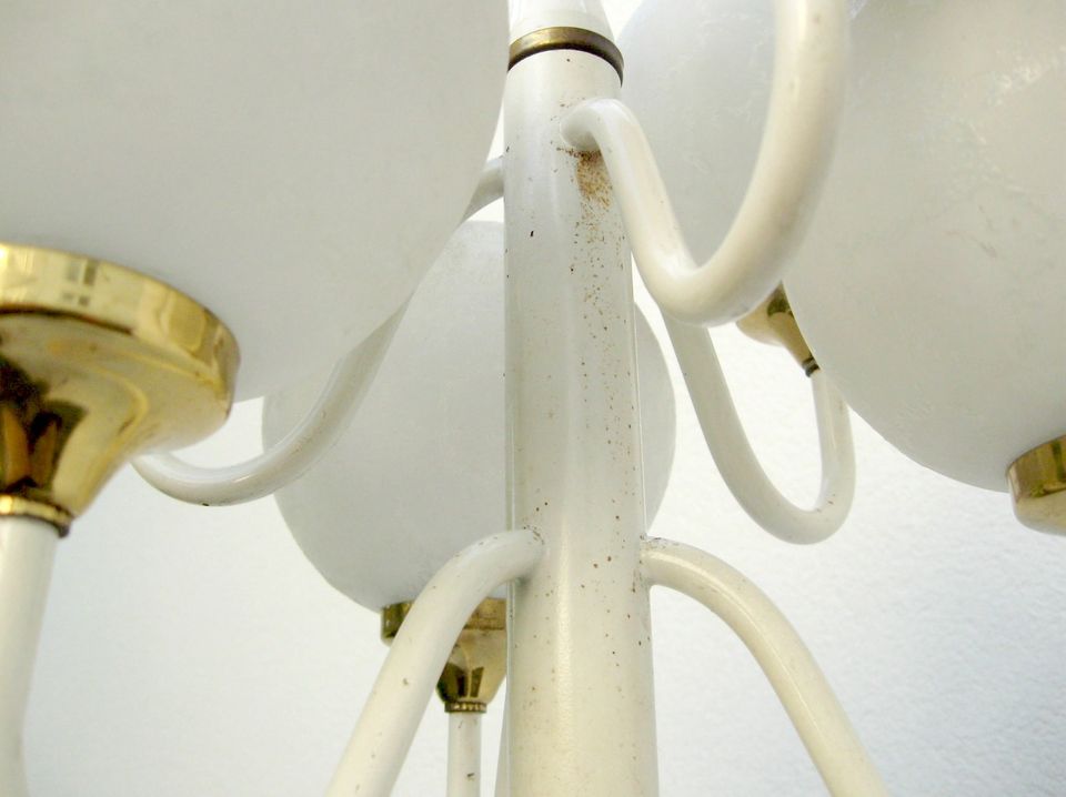 vintage Stehlampe 60er/70er Jahre Kugellampe weiß 6-flammig Glas in Ludwigsburg