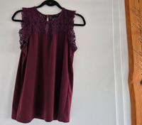 Bluse Spitze weinrot bordeaux Gr. M VeroModa kurzärmelig luftig Dresden - Cotta Vorschau