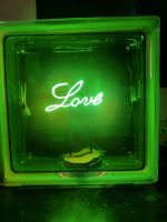 DIY Lampe Love green Glasbaustein, Unikat Altona - Hamburg Sternschanze Vorschau