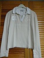 Langarm Shirt Gr. L 40 Beige mit Weiß und Strasssteinchen Bayern - Schwabach Vorschau