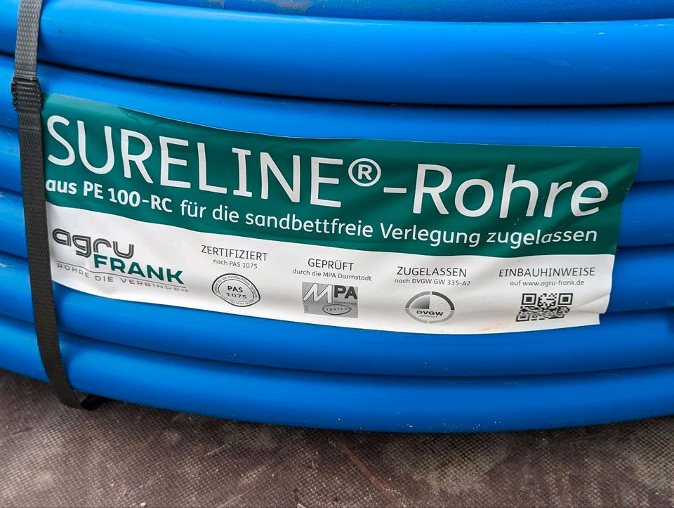 Trinkwasser PE Rohr 25 x 2,3 mm ➖ 50 m Rolle ➖ 3/4 Zoll ➖ PE-100 RC Druckrohr PN 16 bar DVGW Wasserleitung Wasserrohr Blau 3/4" Trinkwasserrohr Trinkwasserleitung Rohr Leitung SDR 11 in Leipzig