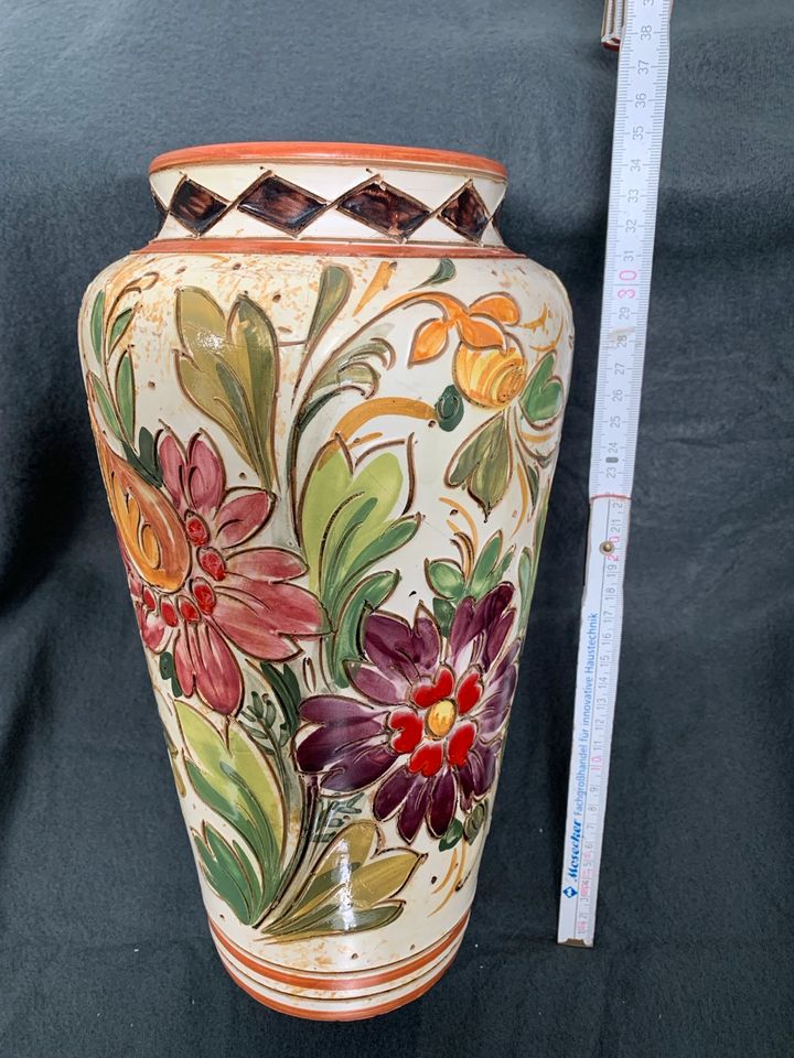 handbemalte Keramik Vase Italy 200/30 Blumen Floral in Arnsberg