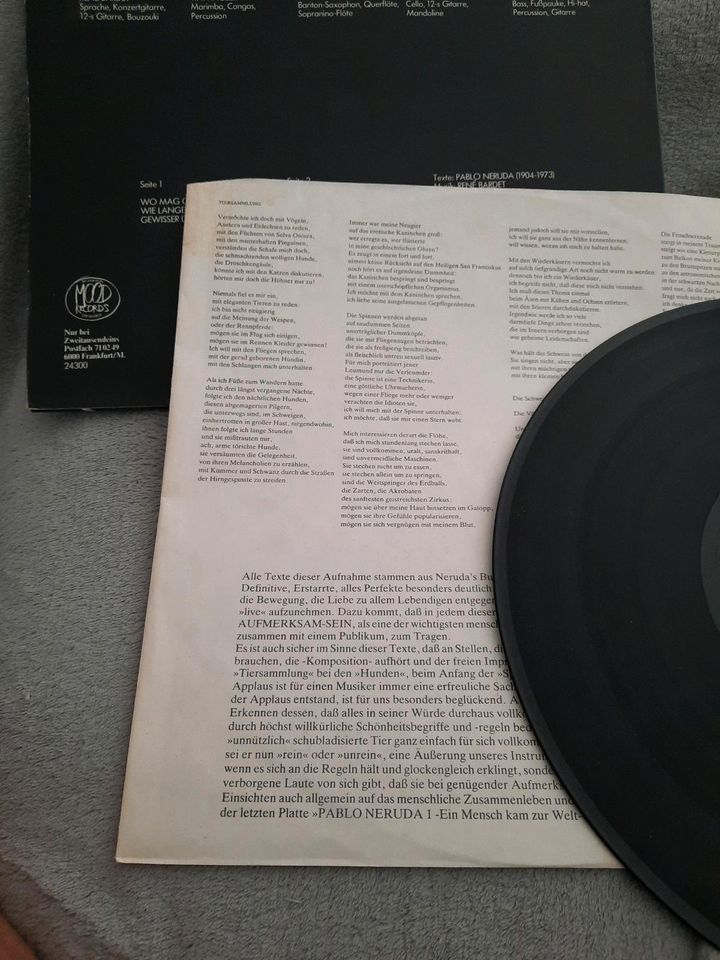 Poesie und Musik Pablo Neruda 2 Schallplatte Vinyl LP in Möglingen 