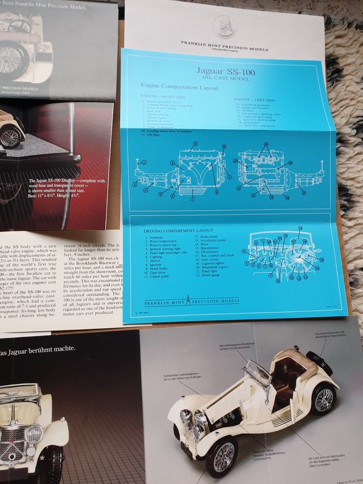 Franklin Mint Jaguar SS-100 + Showcase Vitrine Display Zertifikat in Griesheim