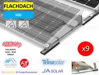 (9x) Unterkonstruktion für 9x Solarmodule 15° Neigung K2 Systems Flachdach Aufständerung S-Dome 6.15 Peak Montageschiene JA Solarmodule 430W JAM54D41 Glas-Glas Full Black bifazial Dialenso GmbH Nordrhein-Westfalen - Rödinghausen Vorschau