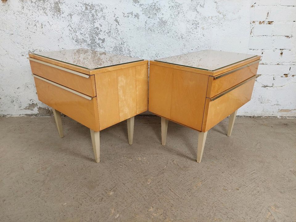 1v2 Vintage Nachtschrank Nachttisch Kommode 60er 70er DDR Retro in Leipzig