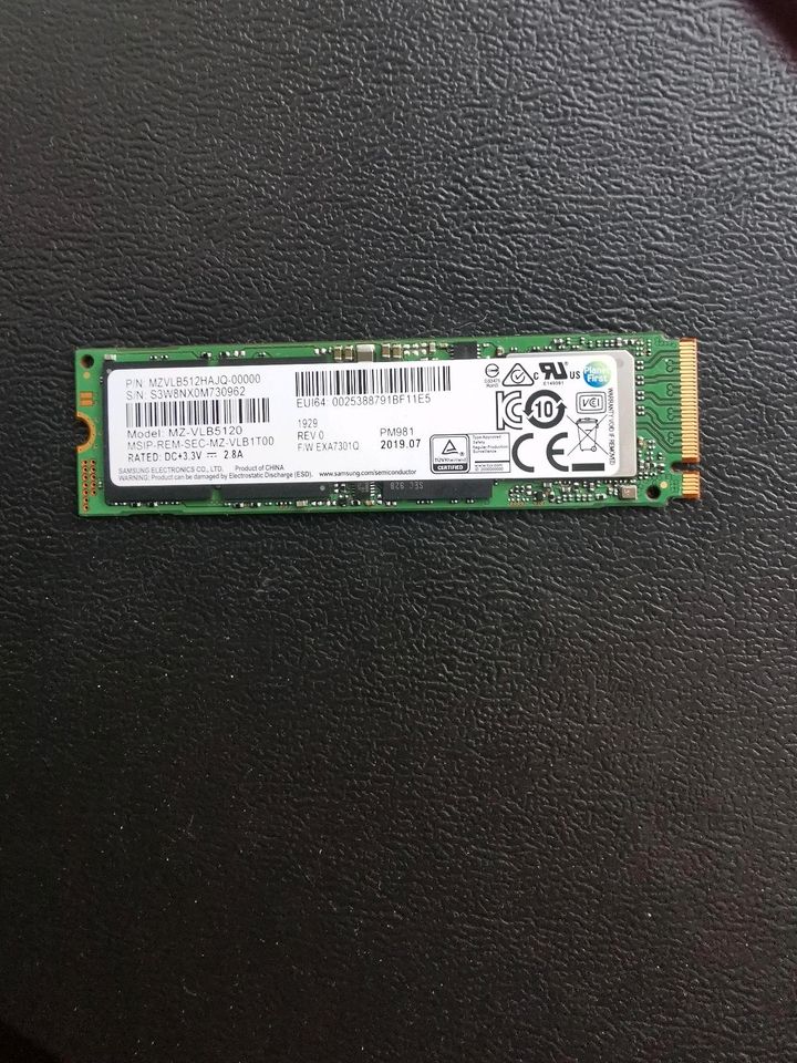 512GB Samsung SSD M.2-2280 NVMe PCIe in Schaafheim