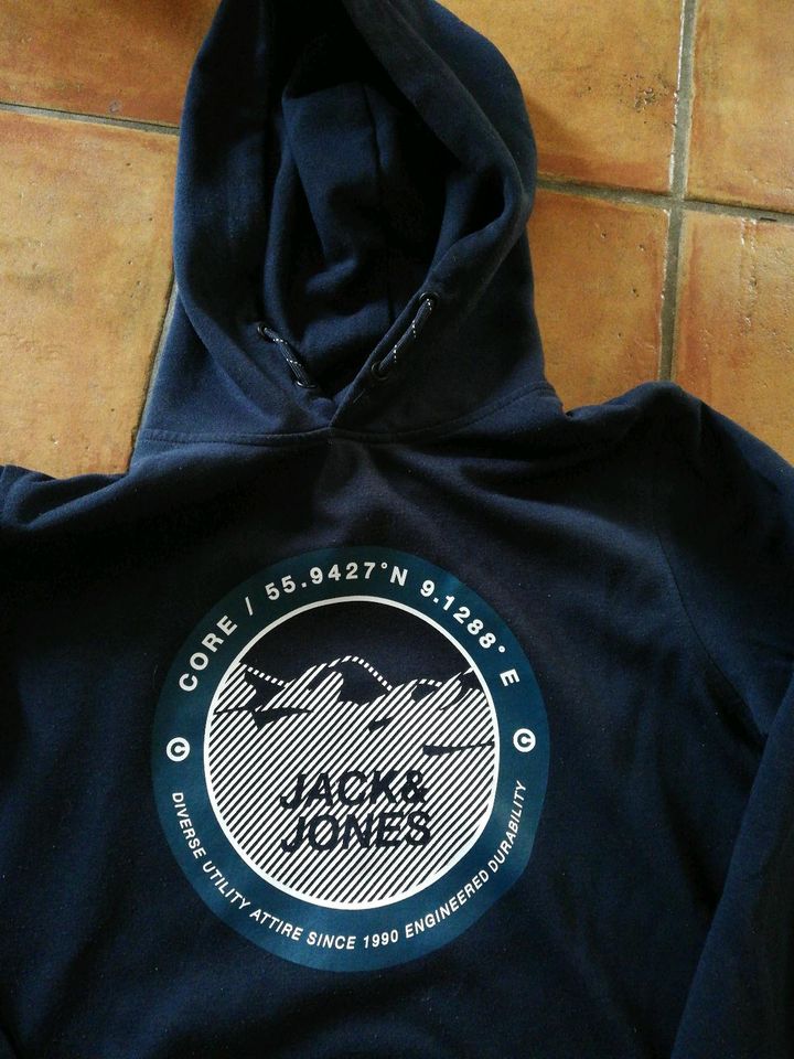 Jack & Jones Pullover Hoodie blau  Größe 176  Kapuze in Kraichtal