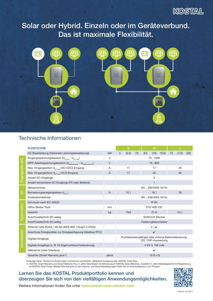 BRANDNEU - Kostal PLENTICORE G3 S 4.0 Hybrid-Wechselrichter in Coppenbrügge