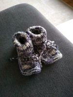 Baby Kind Strickschühchen Socken gestrickt Strümpfe grau meliert Obervieland - Habenhausen Vorschau