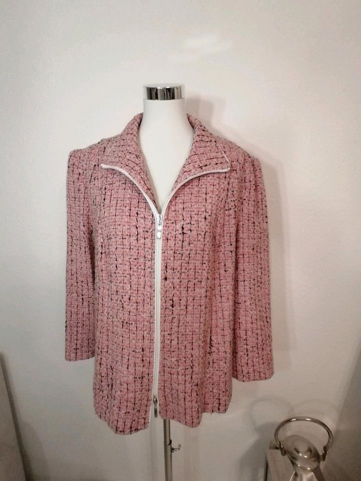 Blazer, Jacke Strick Optik Gr.L rosa/weiß in Delmenhorst