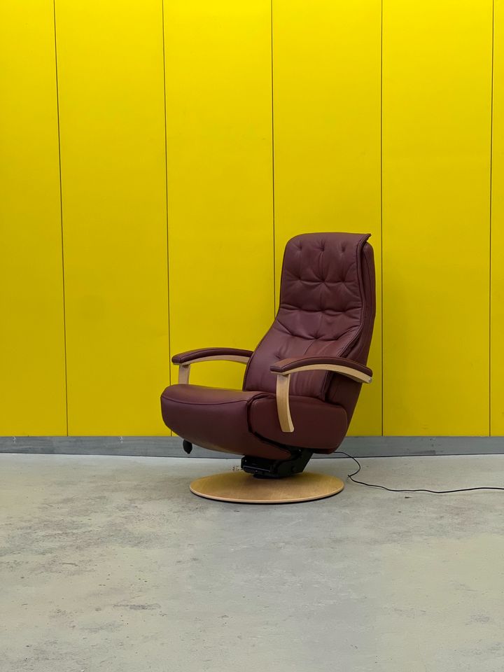 Hukla Relax Sessel Leder Rot mit motorischer Verstellbarkeit in Ratingen