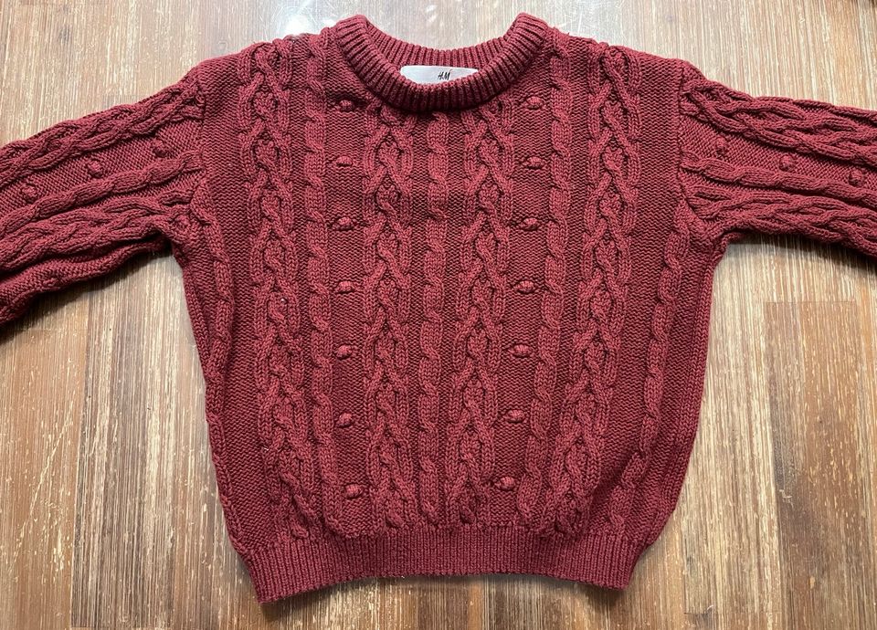 Pullover dunkelrot 98/104 Mädchen Strickpullover H&M in Friesoythe