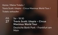 Travis Scott Platin Ticket Sitzplatz 27. Juli Frankfurt Berlin - Spandau Vorschau
