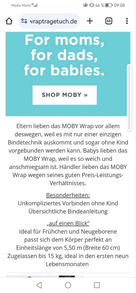 Moby Wrap Tragetuch in Käbschütztal