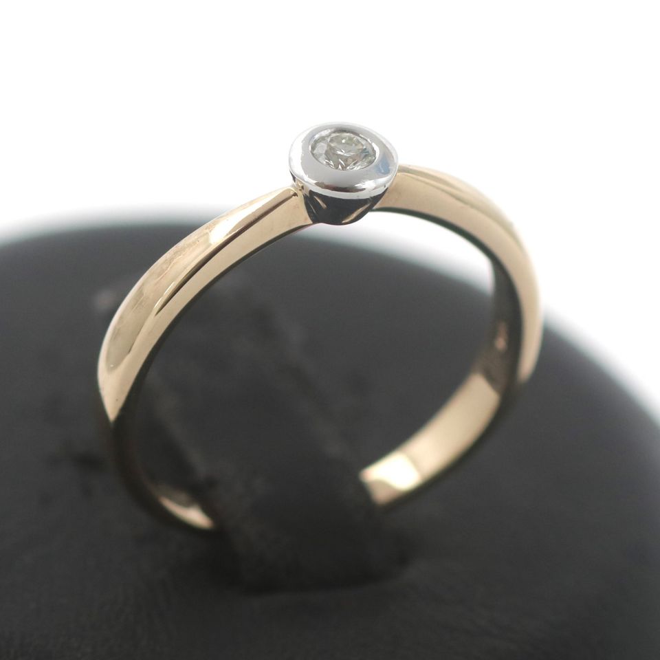 Solitär Ring 585 Gold 14 Karat Diamant Brillant 0,07 CT Bicolor in Gelsenkirchen