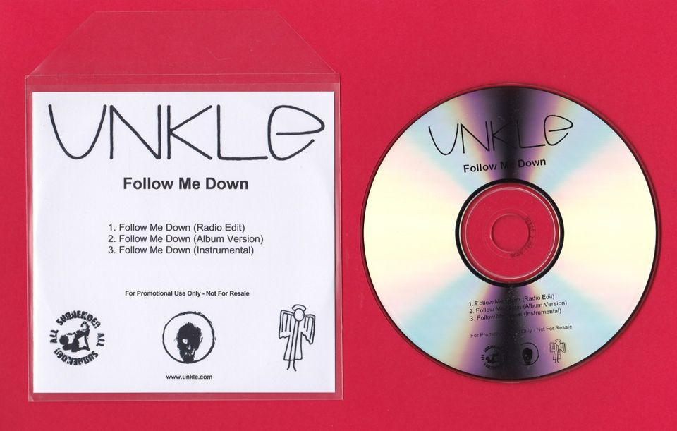 UNKLE Follw Me Down 3tr PROMO CD Radio Edit + Instr. U.N.K.L.E. in Soest