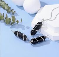 Edelstein Obsidian Kette mit Hexagon Säulen Anhänger Halskette Düsseldorf - Eller Vorschau