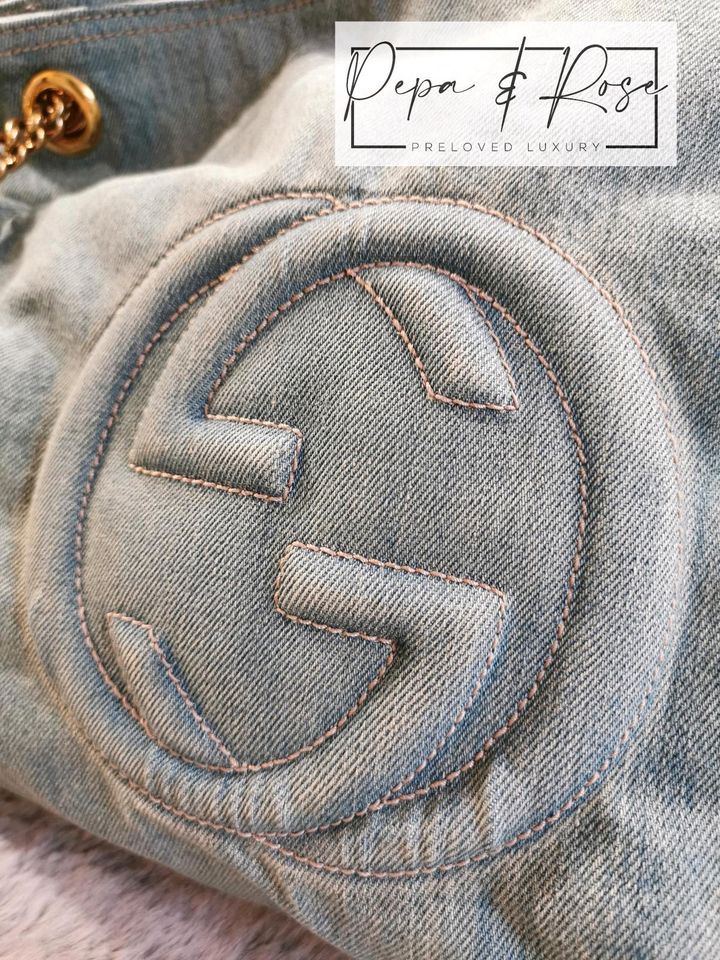 Gucci Soho XL Denim Jeans Shopper Tasche in München