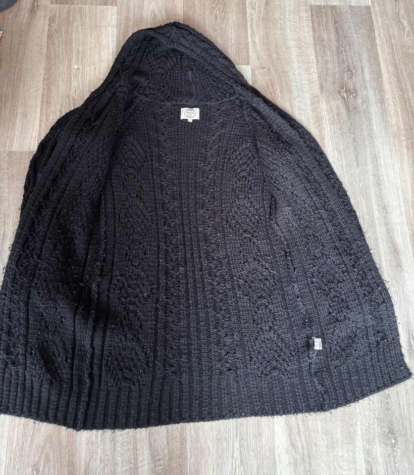 Schwarze lange Jacke Strickmantel Größe 2/ 38 Kapuze Avoca in Hannover