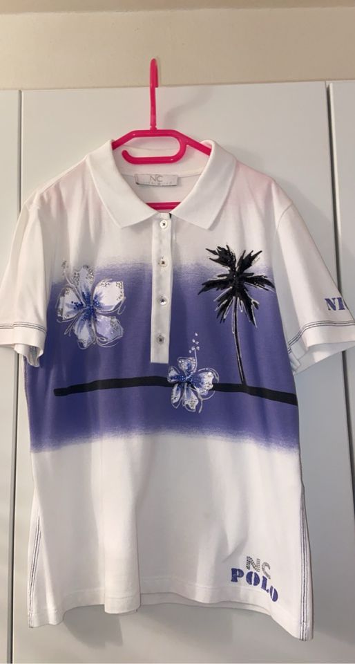 Weiß-lilanes Poloshirt NiceConnection Damen neu in Gummersbach