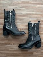 A.S.98 Leder Absatz Stiefel in schwarz Reißverschluss/Nieten Nordrhein-Westfalen - Neuss Vorschau
