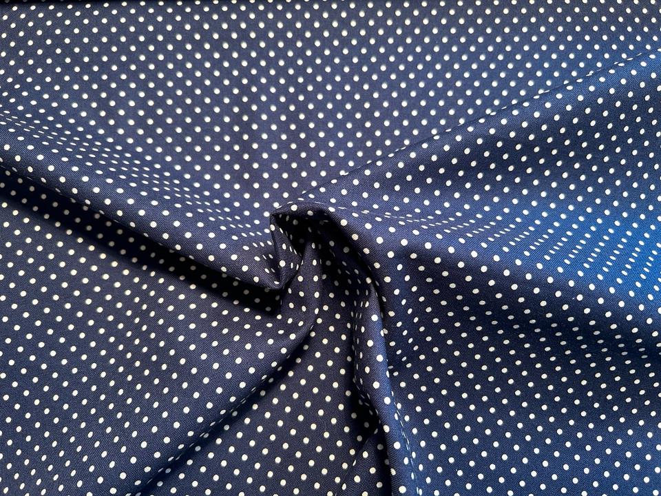 Baumwollstoff dunkelblau mit weißen Pünktchen, 100cm, Swafing in Ortenberg
