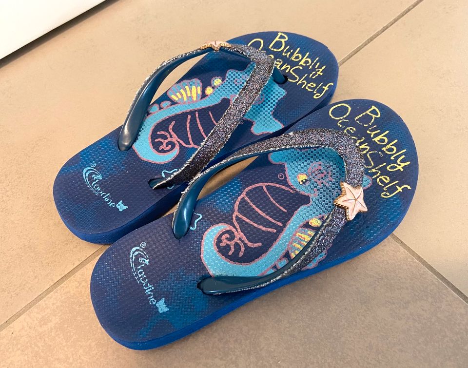 Mädchen Flip Flops Glitzer Claudine  blau 31 in Neubiberg