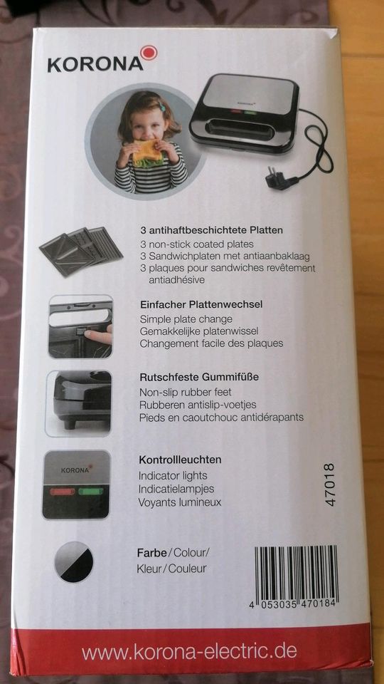 Korona Sandwich Maker XXL 3 in 1 Neu Ungeöffnet in Waldmünchen