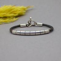 925er Herrenarmband mit Leder im Used-look Pankow - Prenzlauer Berg Vorschau