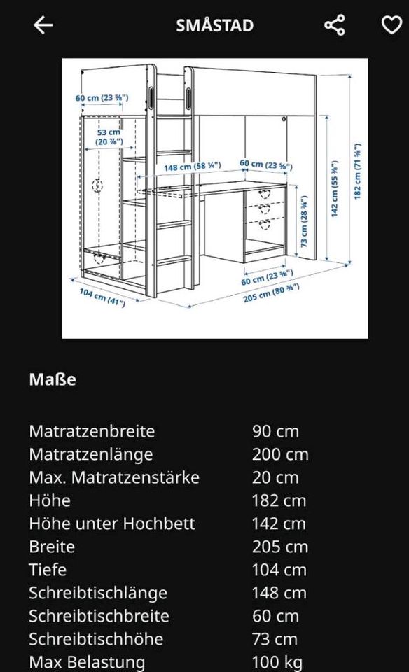 Smastadt Hochbett ( 2023) OHNE SCHREIBTISCH in Oyten