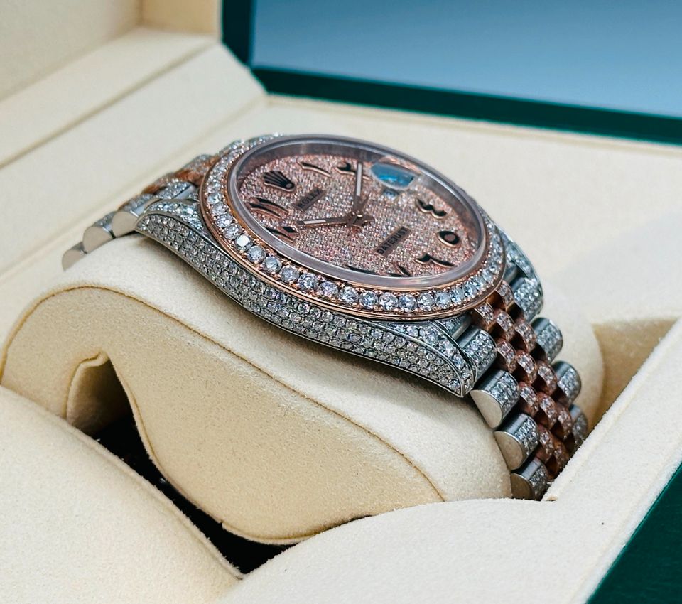 Rolex Datejust 41mm 126301 Stahl-Rose Gold 18K voll Iced Out Uhr in Kiel