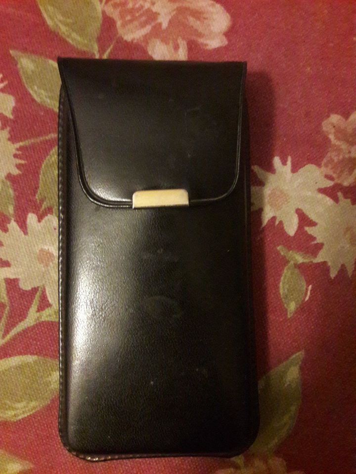 Vintage Retro Brillenetui, Etui mit Clip, schwarz