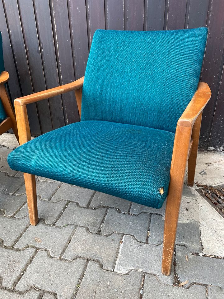 Vintage Easy Chairs Lounge Teak petrol in Bielefeld