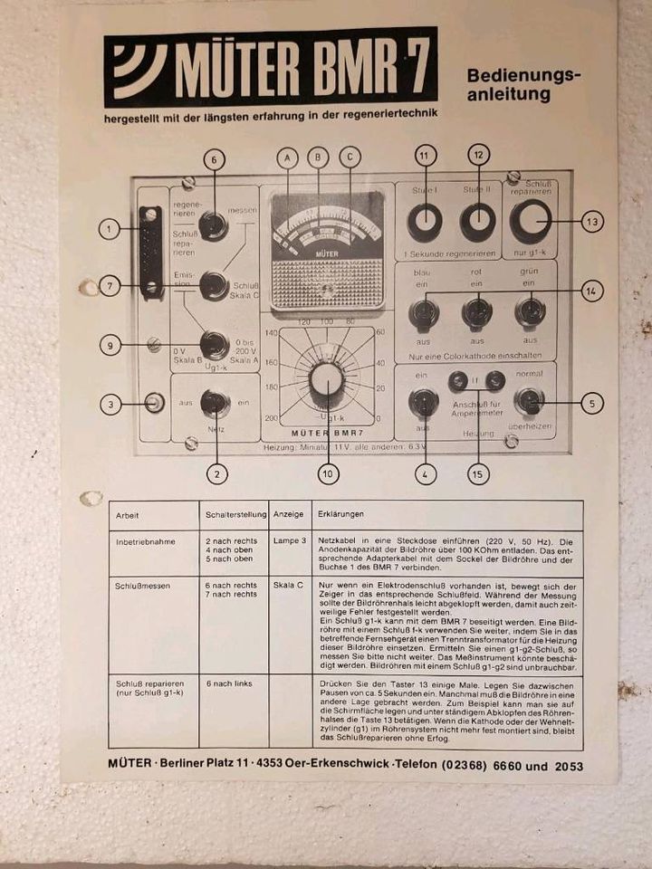 Bildröhrenprüf- und Regeneriergerät Müter BMR 7 in Celle