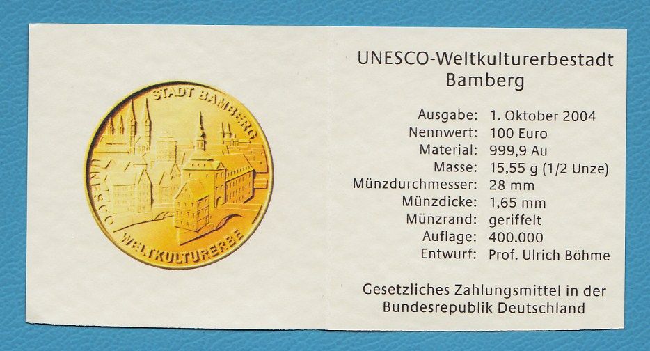 ZERTIFIKATE für 100-Euro-Goldmünzen, siehe Aufstellung in Kissing